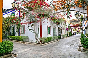 Charming floral streets of Puerto de Mogan in Gran Canaria, Canary island