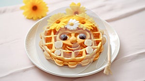 Charming Flower Decorated Waffle Face For Joyful Nature Celebration