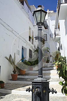 Charming Frigiliana village, southern Spain. Low level shot of the old town..