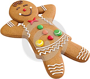 Charming gingerbread cookie cartoon with festive design and details. photo
