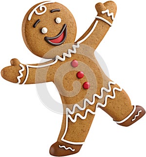 Charming gingerbread cookie cartoon with festive design and details. photo