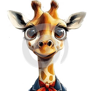 Charming Giraffe Portrait with Big Eyes â Digital Art Illustration photo