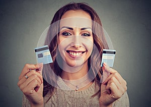 Charming girl having withdrawn credit