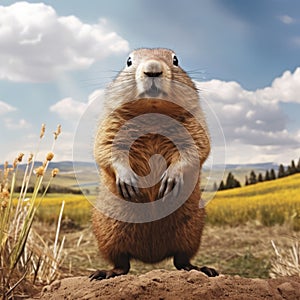Charming Groundhog Illustration With Satirical Commentary photo