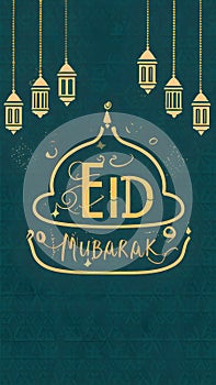 Charming hand drawn illustration Eid Mubarak captures the joyous occasion