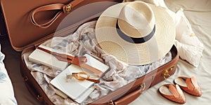 Charming Honeymoon Suitcase and Passports Flat Lay