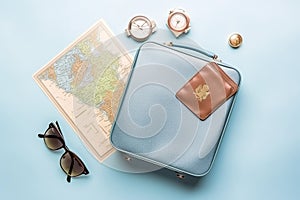 Charming Honeymoon Suitcase and Passports Flat Lay