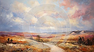 Charming Landscape Painting Of A Desert Path In Scottish Style