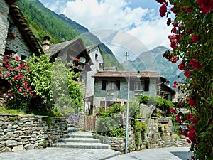 Charming Lavertezzo in Verzasca valley with typical stone houses, known as rustici. Ticino, Switzerland, photo