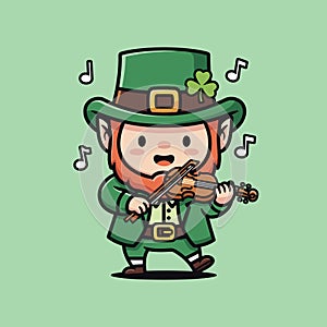 Charming Leprechaun Playing Violin with Musical Notes