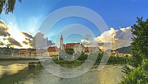 The charming little town of Frohnleiten on the Mur river in the district of Graz-Umgebung, Styria Steiermark  region, Austria