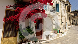 Charming Mediterranean street scene Kritsa village, Crete, Greece