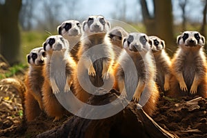Charming meerkat family, captured in a delightful and funny illustration