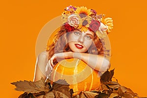 Charming model in autumn image