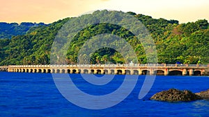Charming multiple span bridge coastal scenery in Sizihwan