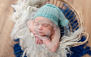 Charming newborn baby boy sleeping