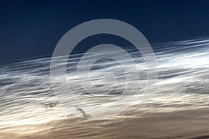 charming night landscape with silver clouds, silver clouds, mesospheric clouds photo