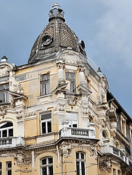 A charming old building with amazing decoration and tower in the centre of Sofia,Bulgaria