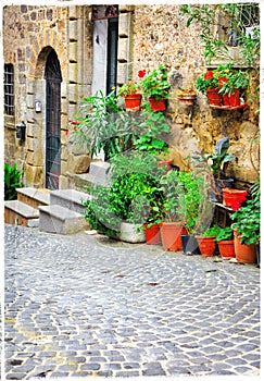 Charming old streets of italian villages photo