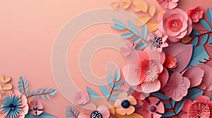 Charming Paper Florals on Warm Peach Backdrop photo
