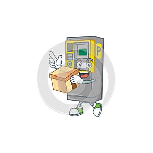 A charming parking ticket machine mascot design style having a box