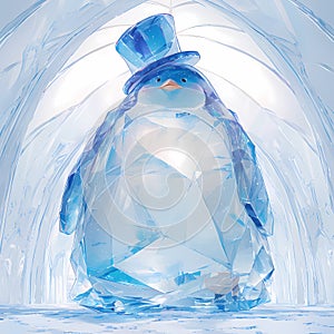 Charming Penguin Sculpture in Ice Palace