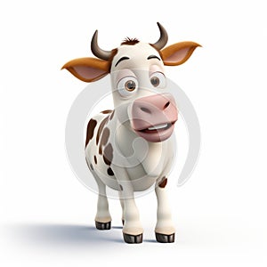 Charming Photorealistic 3d Pixar Cow Illustration photo