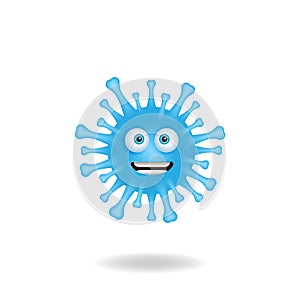 Charming picture of coronavirus bacteria mascot design concept with smile expression. Mascot logo design