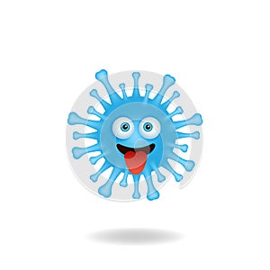 Charming picture of coronavirus bacteria mascot design concept with smile expression. Mascot logo design