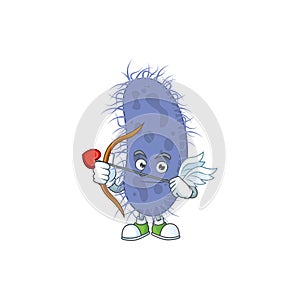 Charming picture of salmonella typhi Cupid mascot design concept with arrow and wings