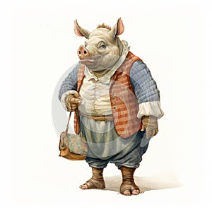 Charming Pig Character In Marc Simonetti Style With Distinctive Details photo