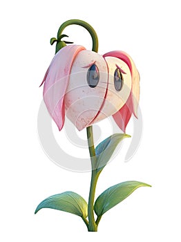 A charming pink and white flower, with expressive, tearful eyes, gracefully blooms photo