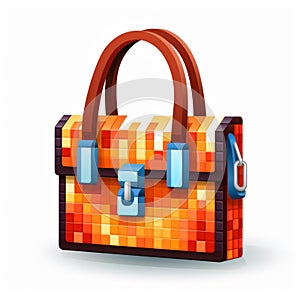 Charming Pixel Bag Icon Illustration On White Background