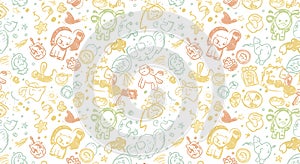 Whimsical Doodle Pattern - Pastel Colors