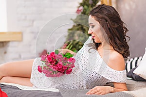 Charming pregnant woman relaxing