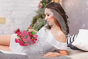 Charming pregnant woman relaxing