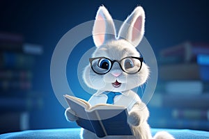 Charming rabbit character wearing gles and