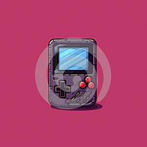 Charming Realism: Gameboy Icon In Dark Violet And Red photo