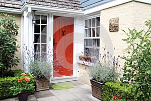 Charming red front door