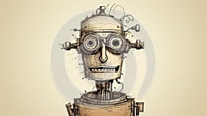 Charming Robot Illustration With A Funny Face