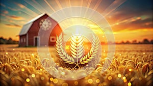Charming Rustic Farm Logo Design A Bokeh Background Stock Photo Perfect for Branding Marketing Materials and photo
