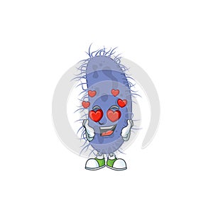 Charming salmonella typhi cartoon character with a falling in love face