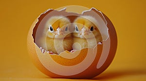 Charming Scene of Hatching Baby Chicks from an Eggshell