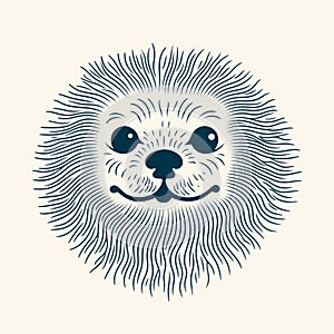 Charming Seal Bearhead Illustration: Minimalist, Vintage Poster Design