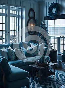 A charming seaside cottage adorned with coastal-inspired decorations