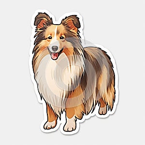 Charming Sheltie Dog Sticker Mascot With Dynamic Brushstrokes