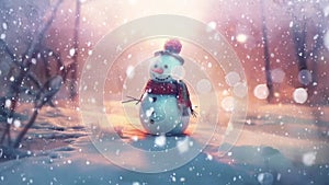 Charming snowman in a festive winter wonderland with Snowflakes