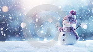 Charming snowman in a festive winter wonderland with Snowflakes