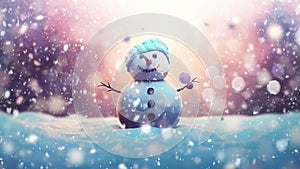 Charming snowman in a festive winter wonderland with Snowflakes
