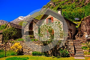 Charming Sonogno village in Ticino, Switzerland